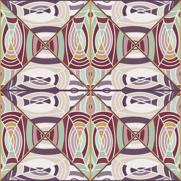 Mosaik garis-garis indah dari pola mulus dalam gaya dodle Ornamen vintage abstrak yang digambar tangan