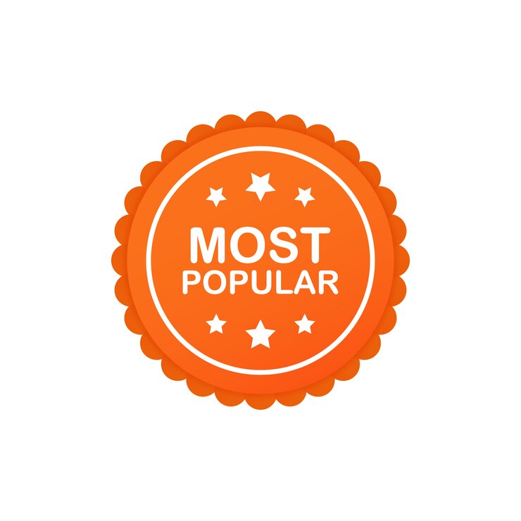 Vector most popular badge, sticker, round label