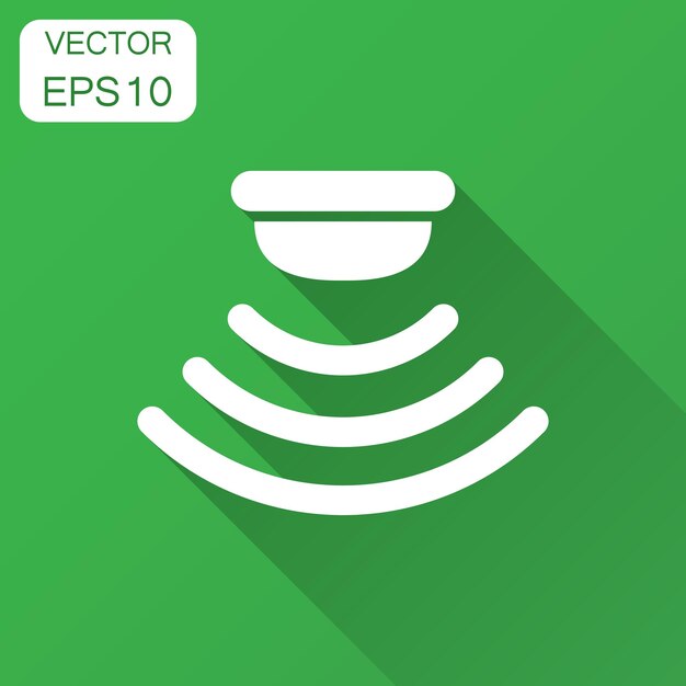 Motion sensor icon in flat style Sensor waves vector illustration with long shadow Security connection business concept