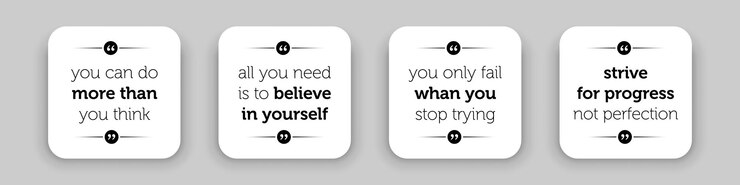 Motivational quotes. Inspirational quote for your opportunities. Speech bubbles with quote marks.