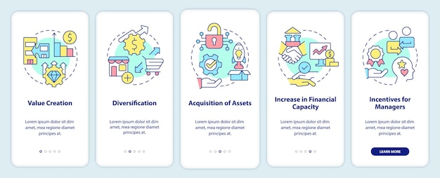 motives for mergers onboarding mobile app screen