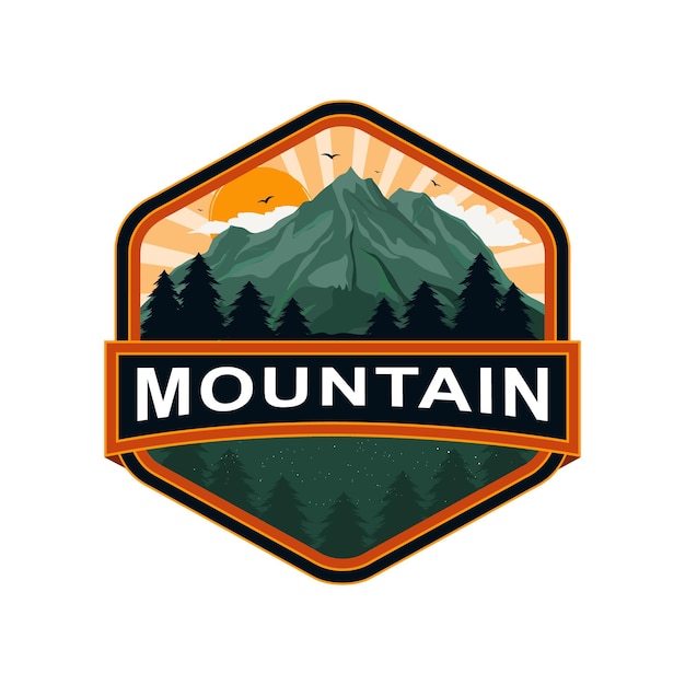 Mountain badge logo Adventure logo Outdoor adventure badge
