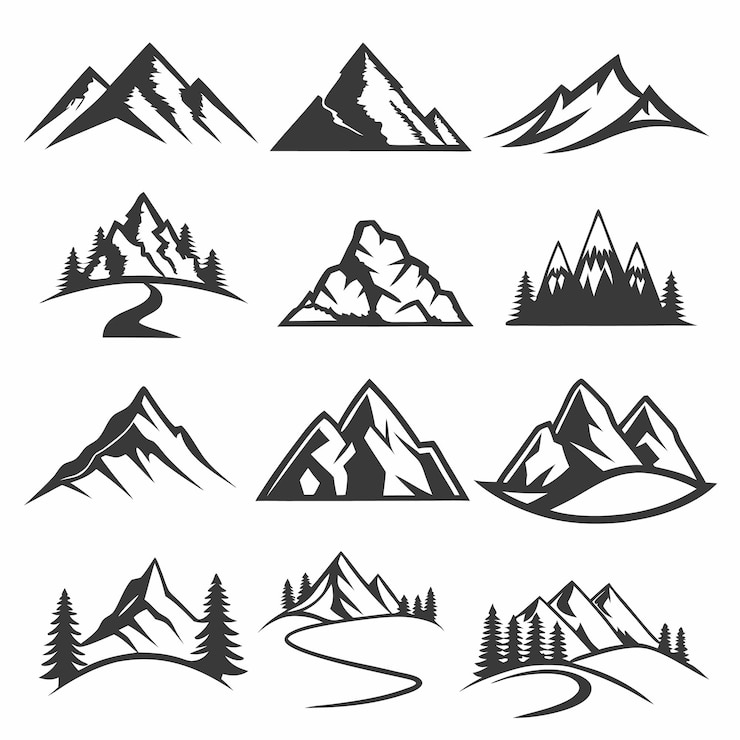 Vector mountain icons and logos