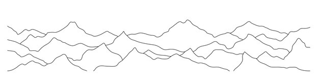 Mountain line art drawing imitation of mountain ranges abstract stylization minimalism
