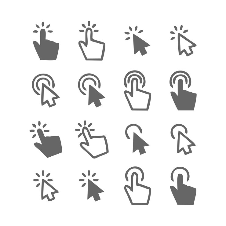 Vector mouse hand click black vector icon stock illustration