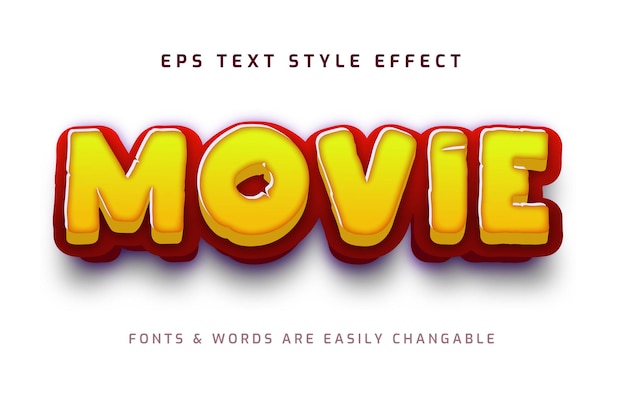 Movie 3d editable text effect style