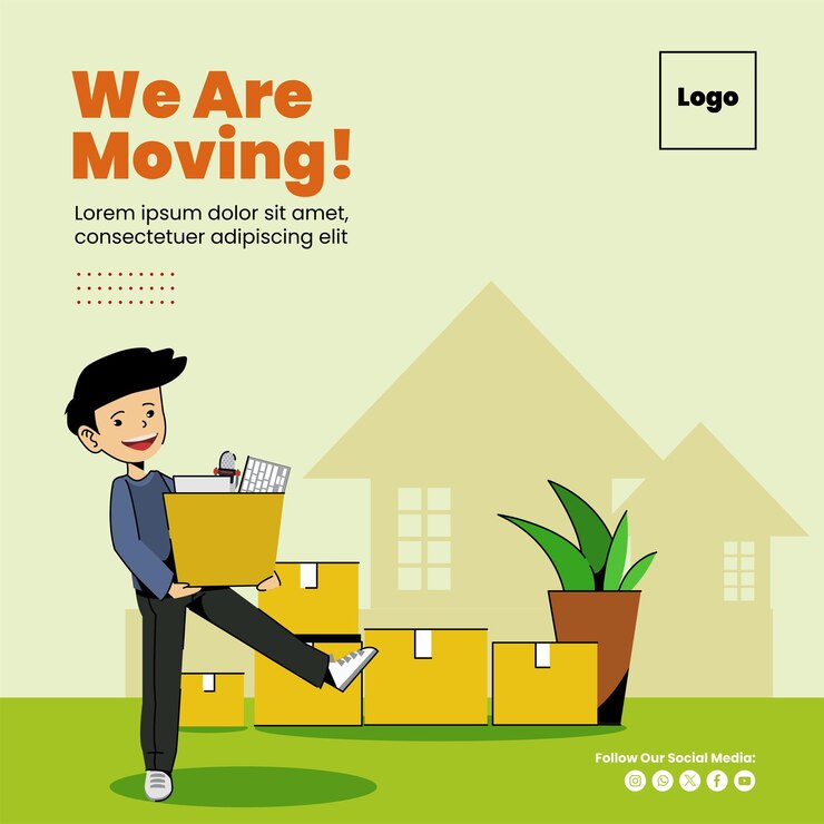 moving announcement square social media post template