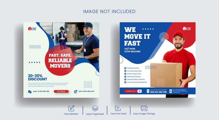 Vector moving service social media post and instagram post banner template design