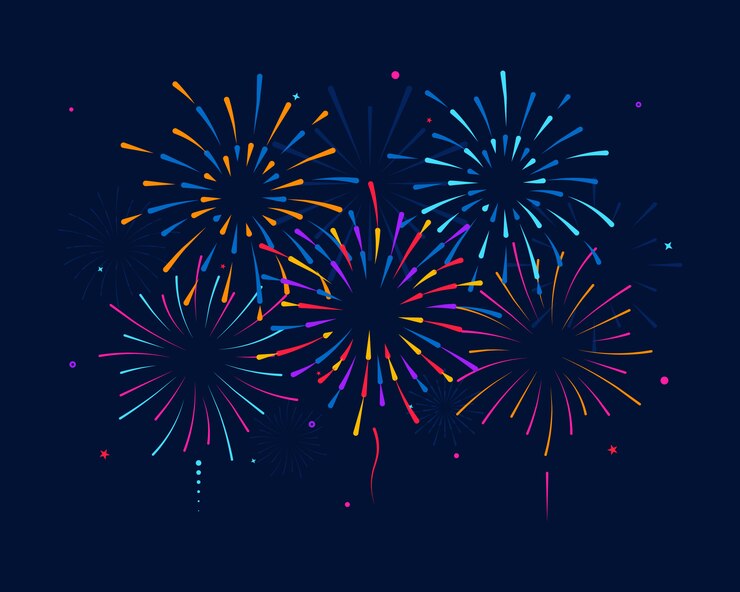 Vector multicolored firework isolated on background. celebrating birthday or christmas. colorful fireworks for party, festival, feasts, multicolor skyfire, explosion stars.