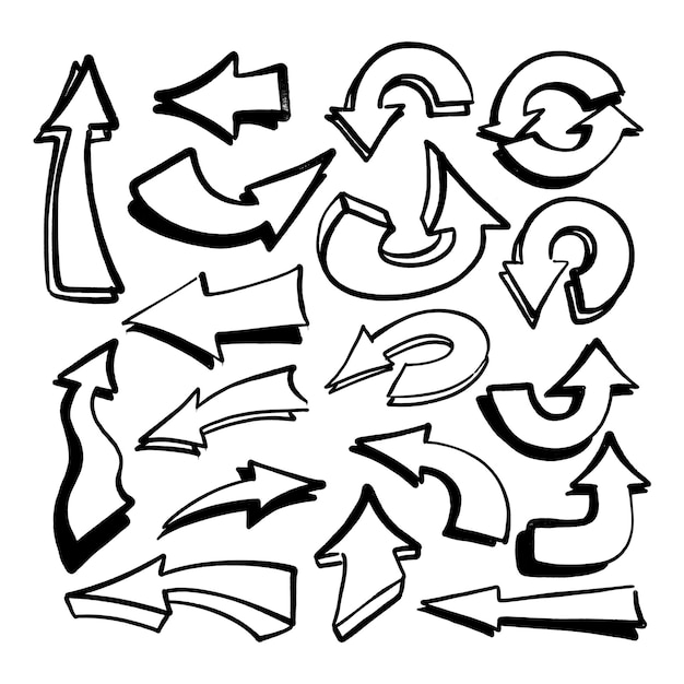 multicolored graffiti elements set spray paint arrow