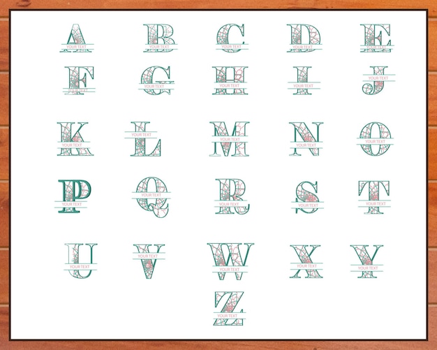 multilayer split monogram letters with editable text
