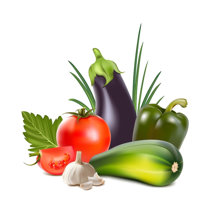 Vector multiple vegetables set realistic vector illustration design