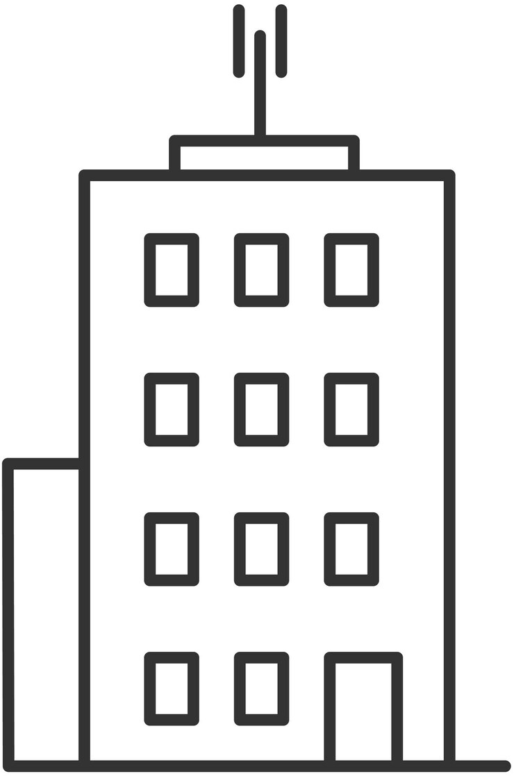 Vector multistorey residential building in flat line minimalist style