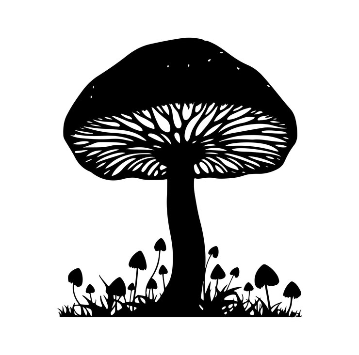 Mushroom silhouette Vector On White Background