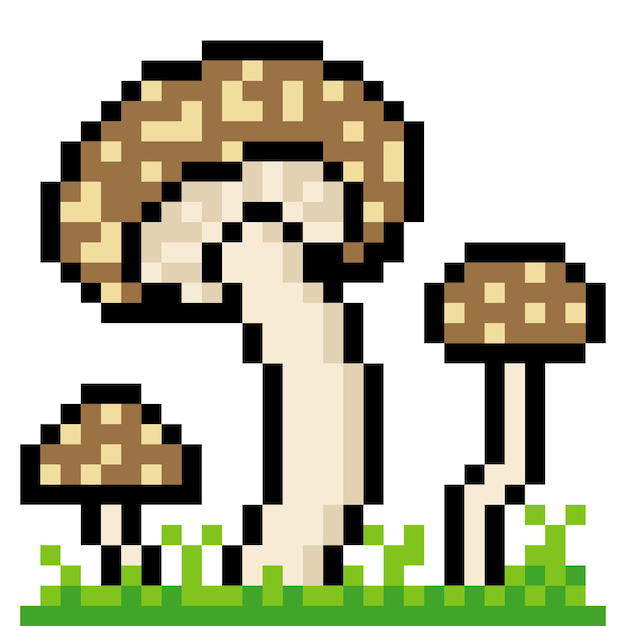 Mushrooms in pixel art style