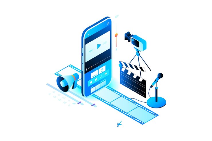 Vector music app isometric