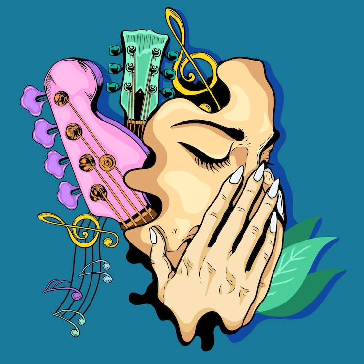 Vector music girl art illustration