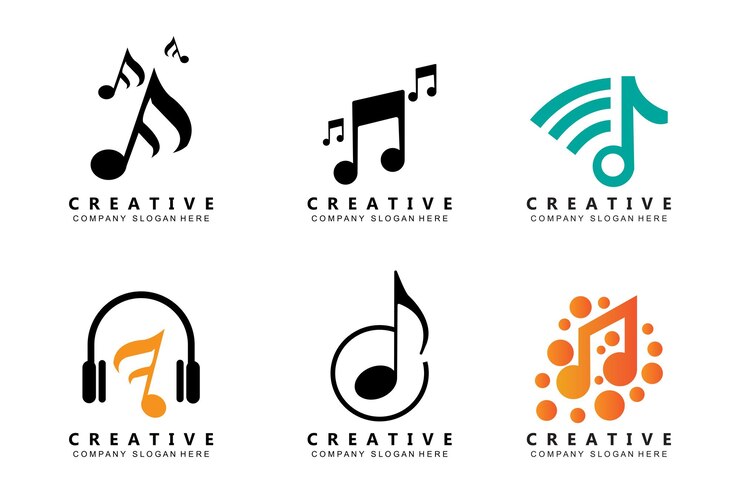 Vector music note logo design song tone illustration