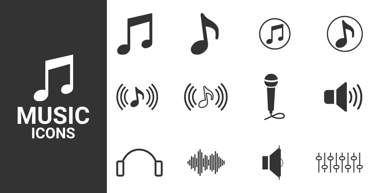 Vector music notes icons set musical instrument symbol music vector illustration