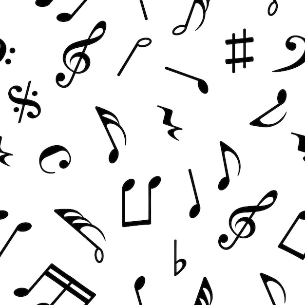 Music notes seamless pattern on white background
