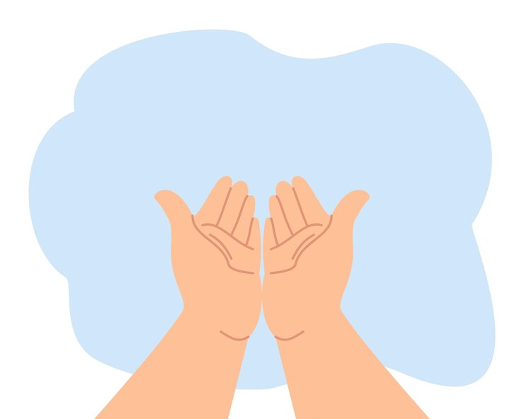 Vector muslim man raising and open two hand for praying
