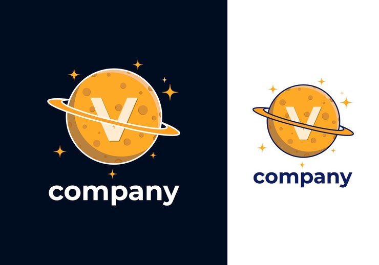 N Letter Planet Logo Design Vector Template Orange Color Saturn Icon with Ring and Letter N Illustration