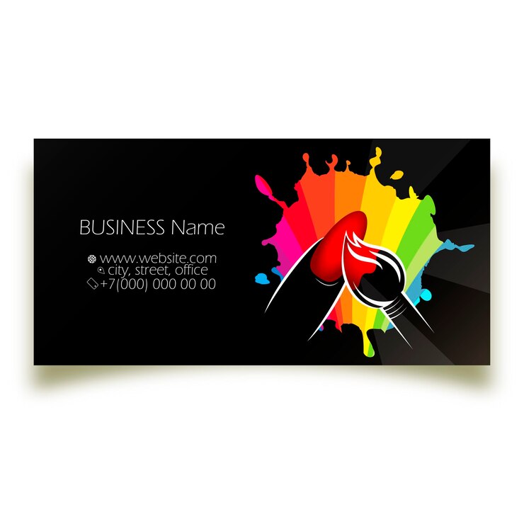 Vector nail brush and colored polish business card for a nail salon