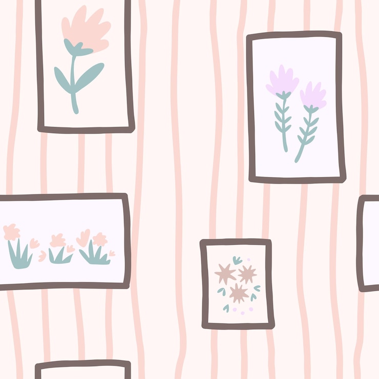Vector naive art florals seamless pattern colorful background print hand drawn flowers primitive design