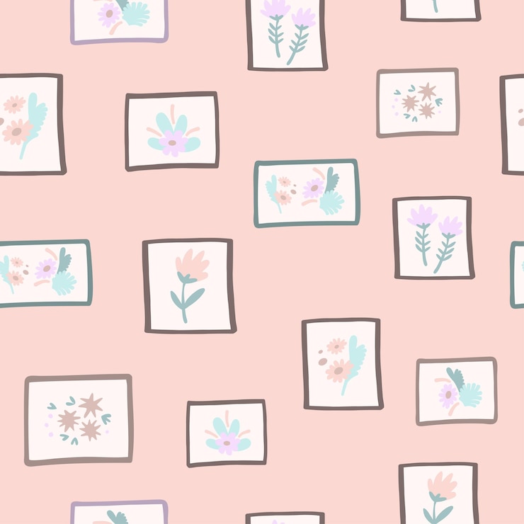 Vector naive art florals seamless pattern colorful background print hand drawn flowers primitive design