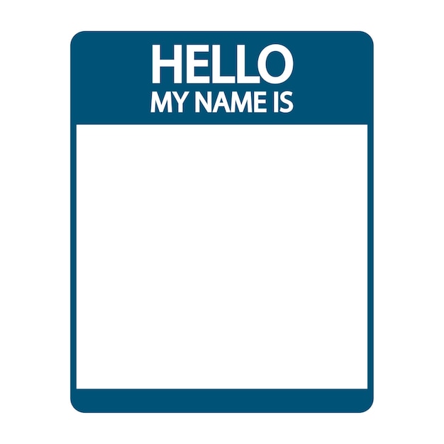 name badge template greeting label design networking event tag blue and white vector