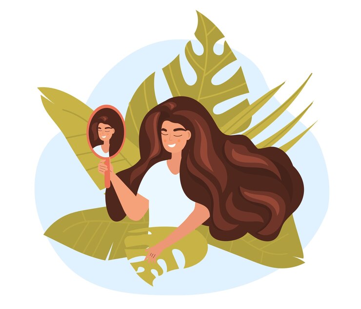 Vector narcissism positive affirmations self perception and self esteem young attractive fashionable lady