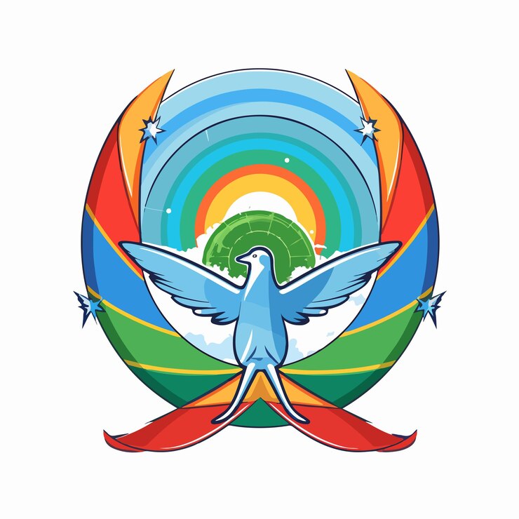 Vector national flag colored peace symbols concept image