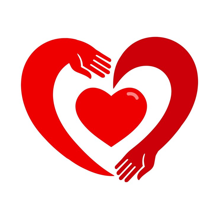 Vector national hugging day heart in the arms hands