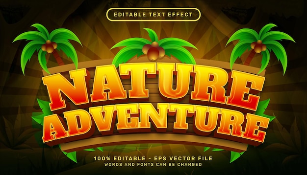 nature adventure 3d text effect and editable text effect