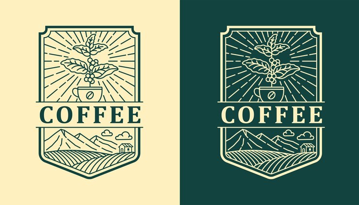 nature coffee line art vector design template
