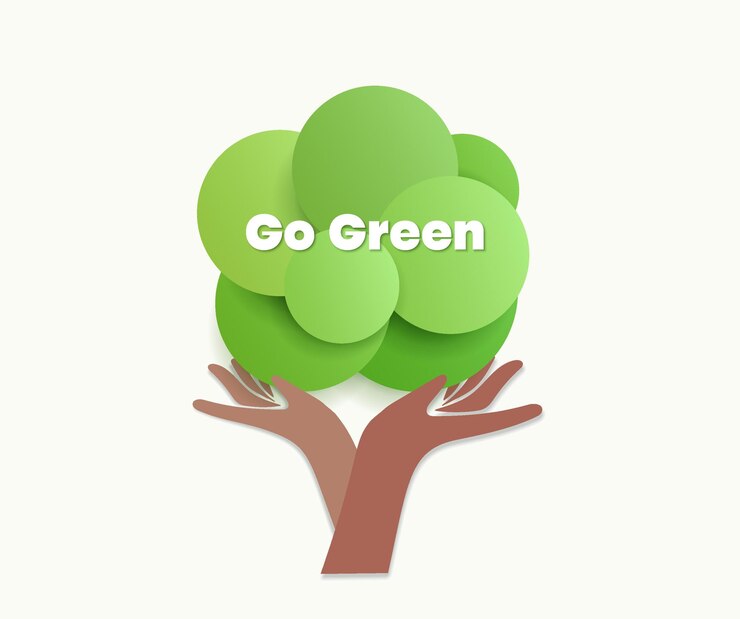 Nature concept with green leaves and the text Go Green