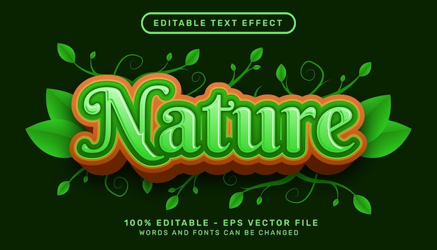nature leaf 3d text effect and editable text effect