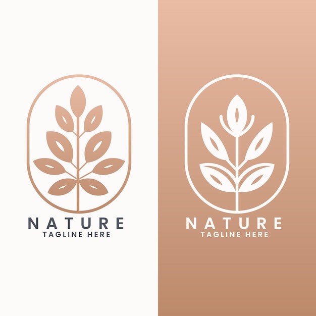 Nature tree leaf organic eco green gradient logo design vector template