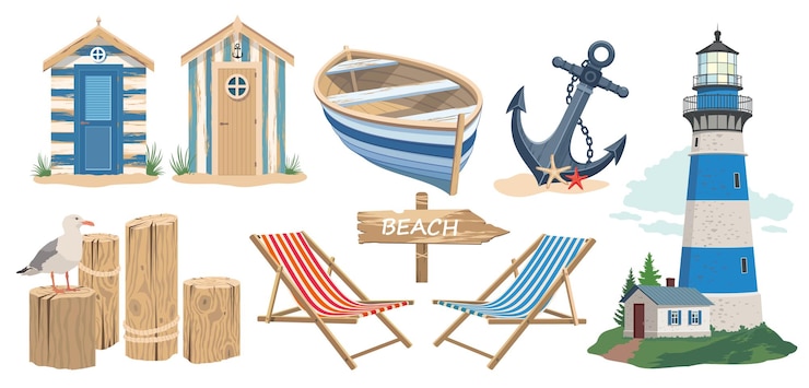 Vector nautical set of elements