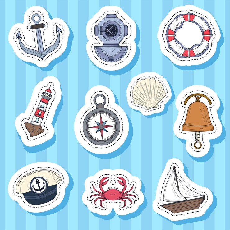 Vector nautical stickers icons