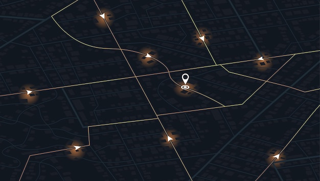 Navigate mapping technology dashboard gps tracking map showing movement on the streets of the city