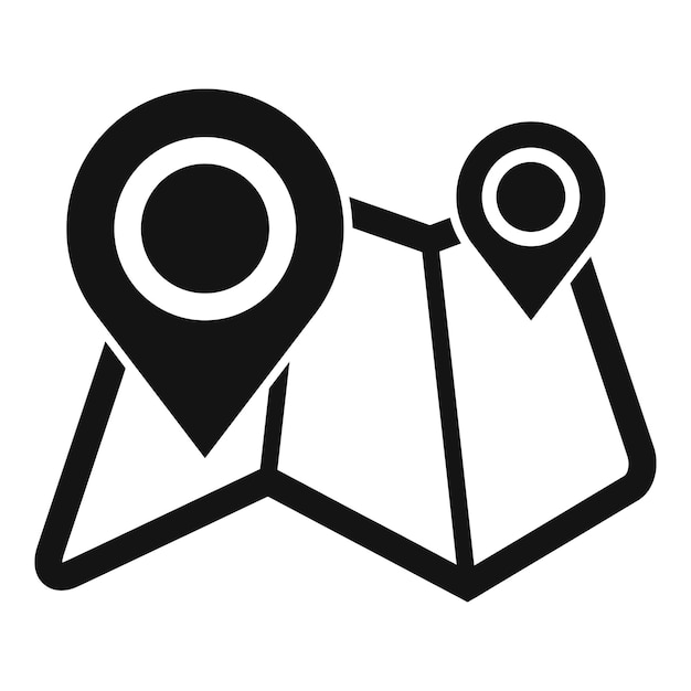 Navigation app showing route with two location pins on folded paper map