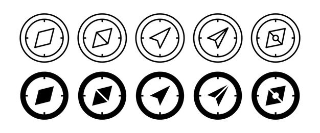 navigation arrow icon set compass direction symbol modern design isolated on white background