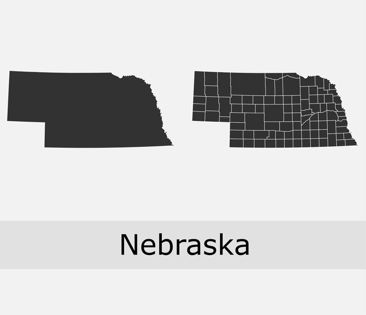 Vector nebraska map counties outline