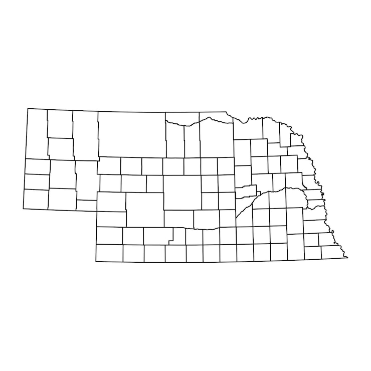 Vector nebraska state map with counties vector illustration