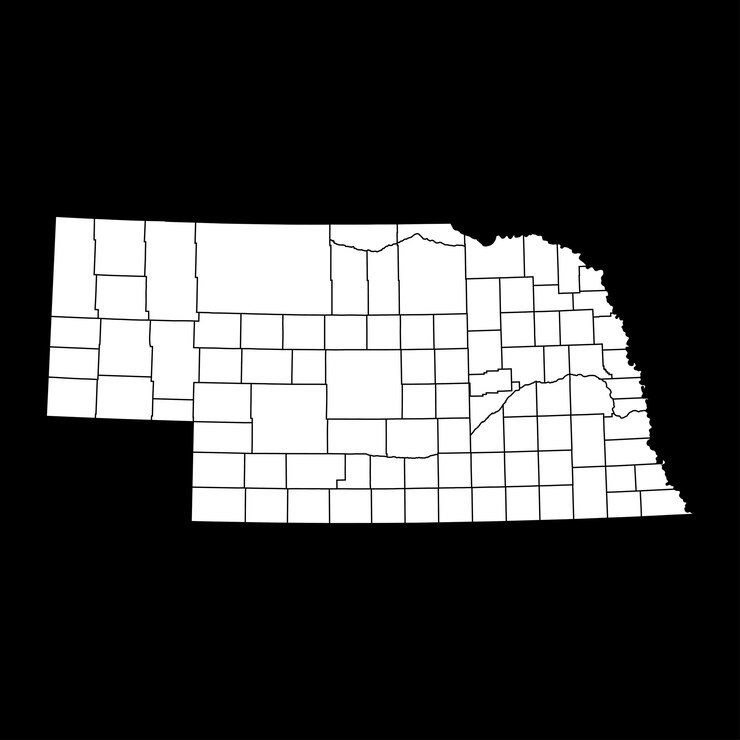 Vector nebraska state map with counties vector illustration