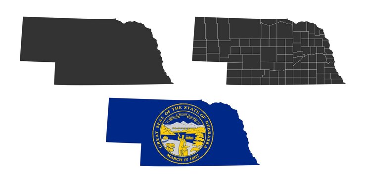 Vector nebraska state of usa nebraska flag and territory states of america territory