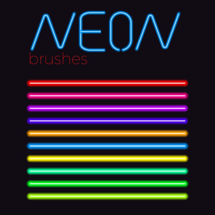 Vector neon brush shape set