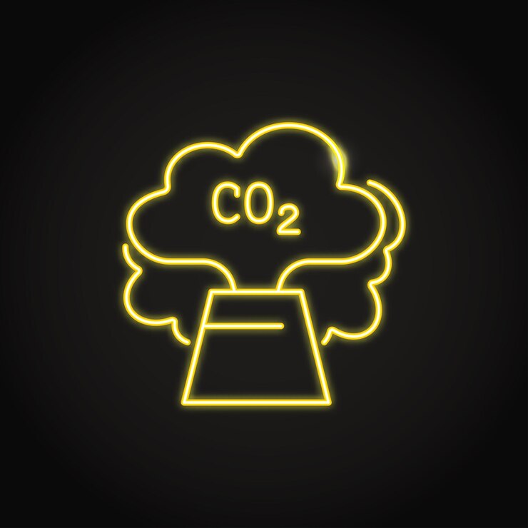 Vector neon carbon emission icon