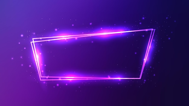 Neon double frame with shining effects and sparkles